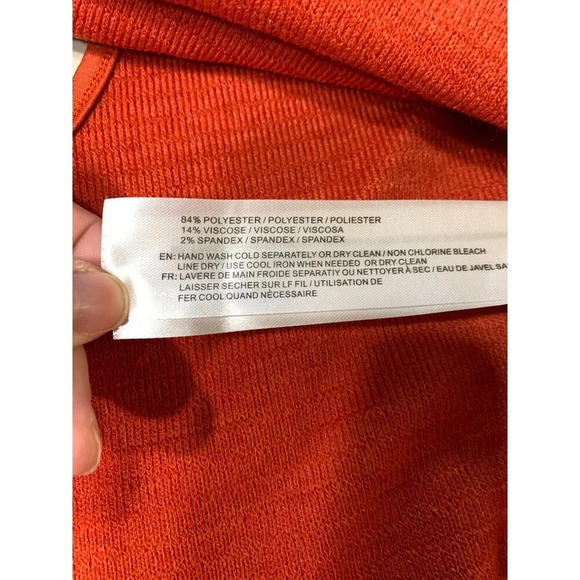 Orange Ribbed Knit Cropped Top With Bell Sleeves & Cutout Back Size S - Picture 9 of 11